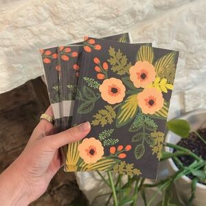 Lot of 3 Rifle Paper Co Black and Orange Floral Notebooks